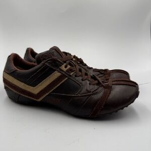 PONY Vintage Brown Leather Sneakers Mens 7.5 Retro Y2K Indie Skater Shoes